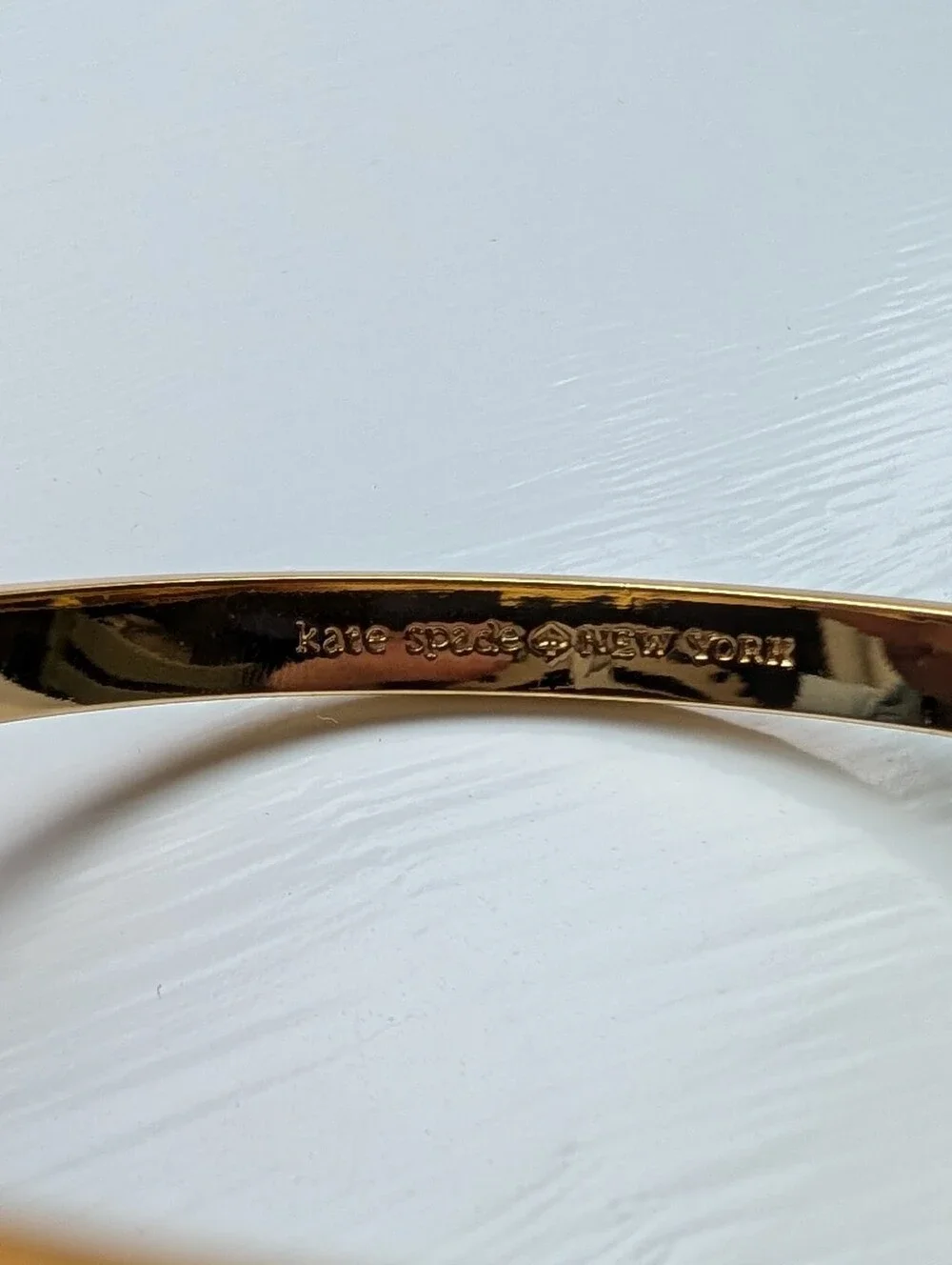 Kate Spade Take A bow Aqua and Gold Enamel Bangle Bracelet - Picture 5 of 5